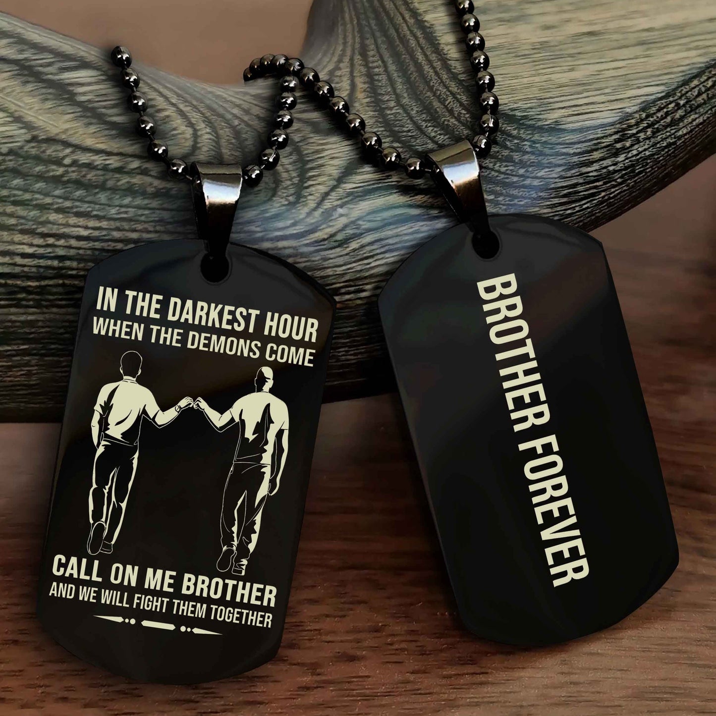 Soldier Customizable engraved black dog tag double sided gift from brother, brother forevers