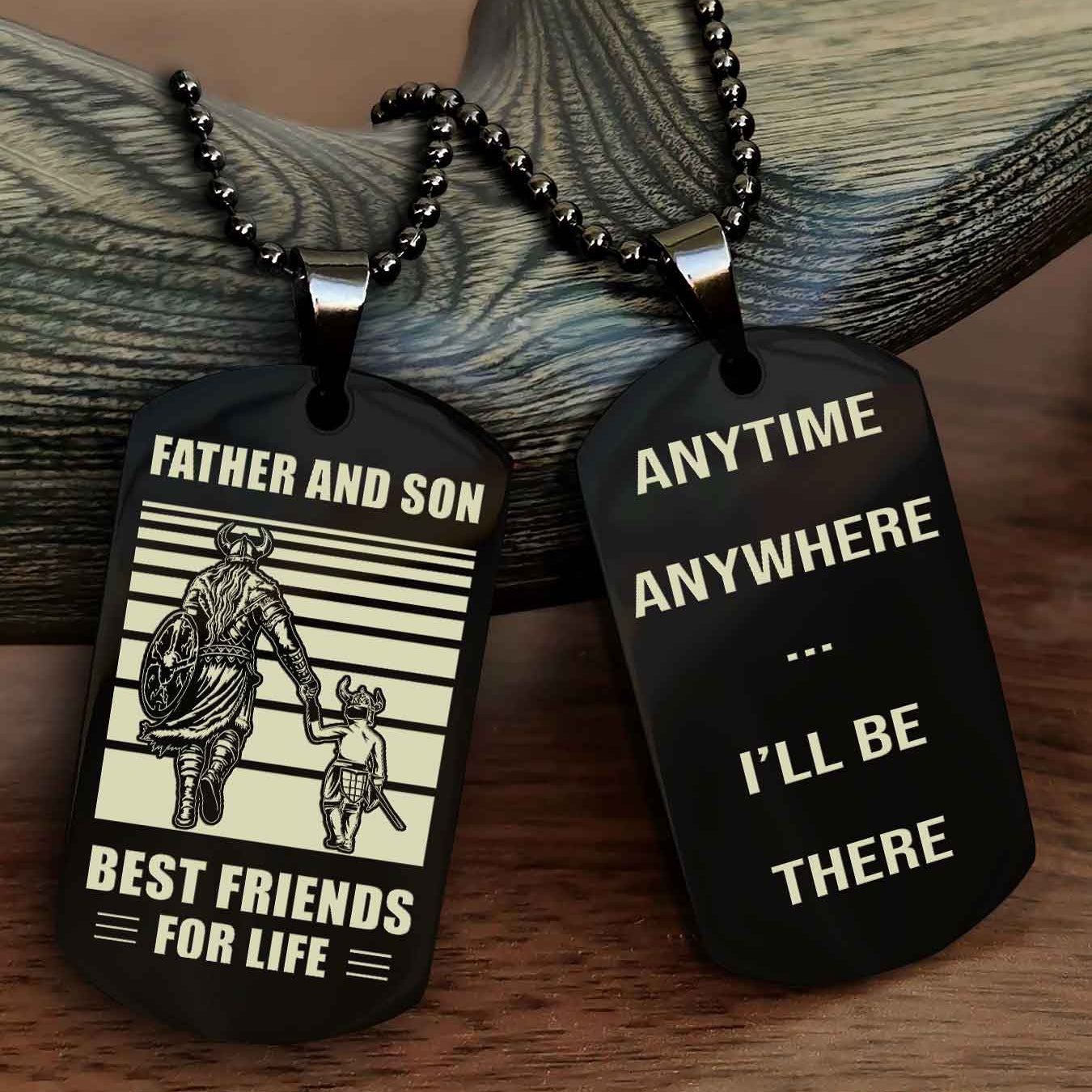 New Viking Double Side Dog Tag Father And Son Best Friends For Life From Dad To Son With Message On The Back Gift For Your Son
