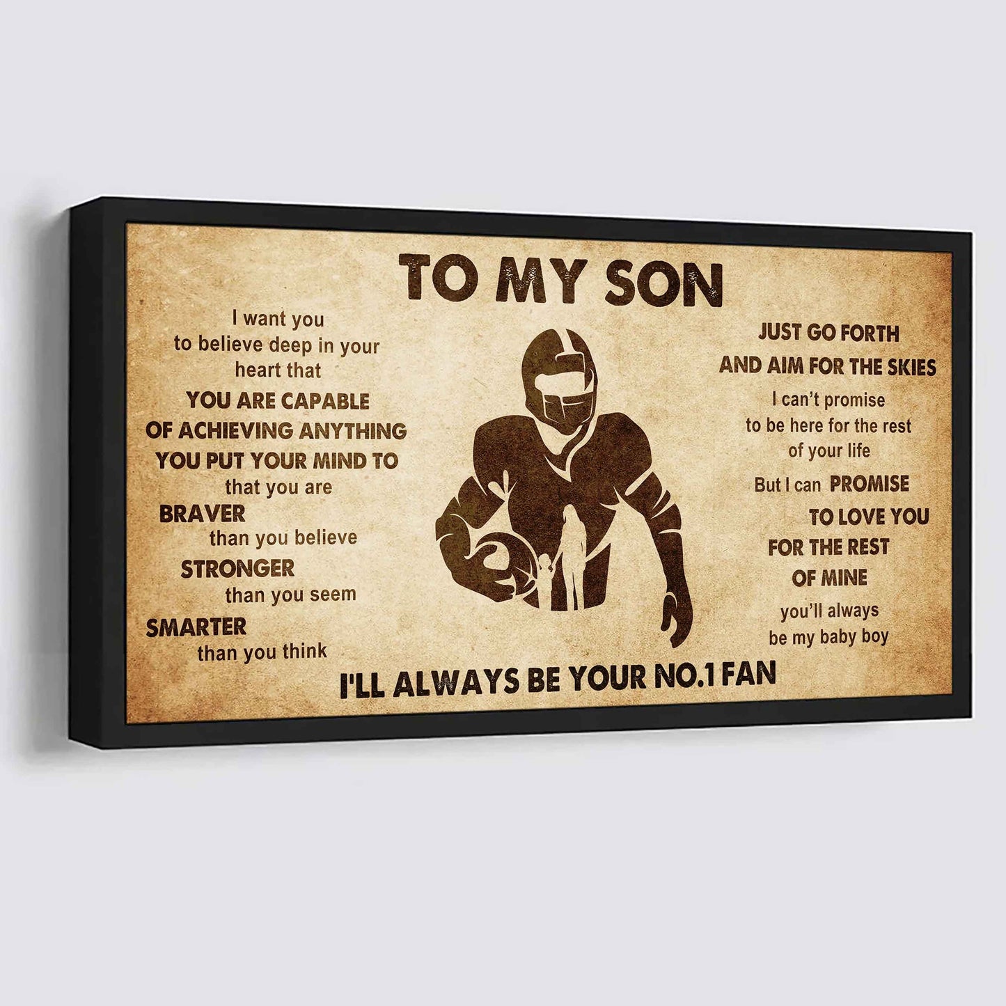 Personalized Sport Poster Canvas I'll Be Your No 1 Fan Mom To Son - That You Are Braver Than You Believe Just Go Forth