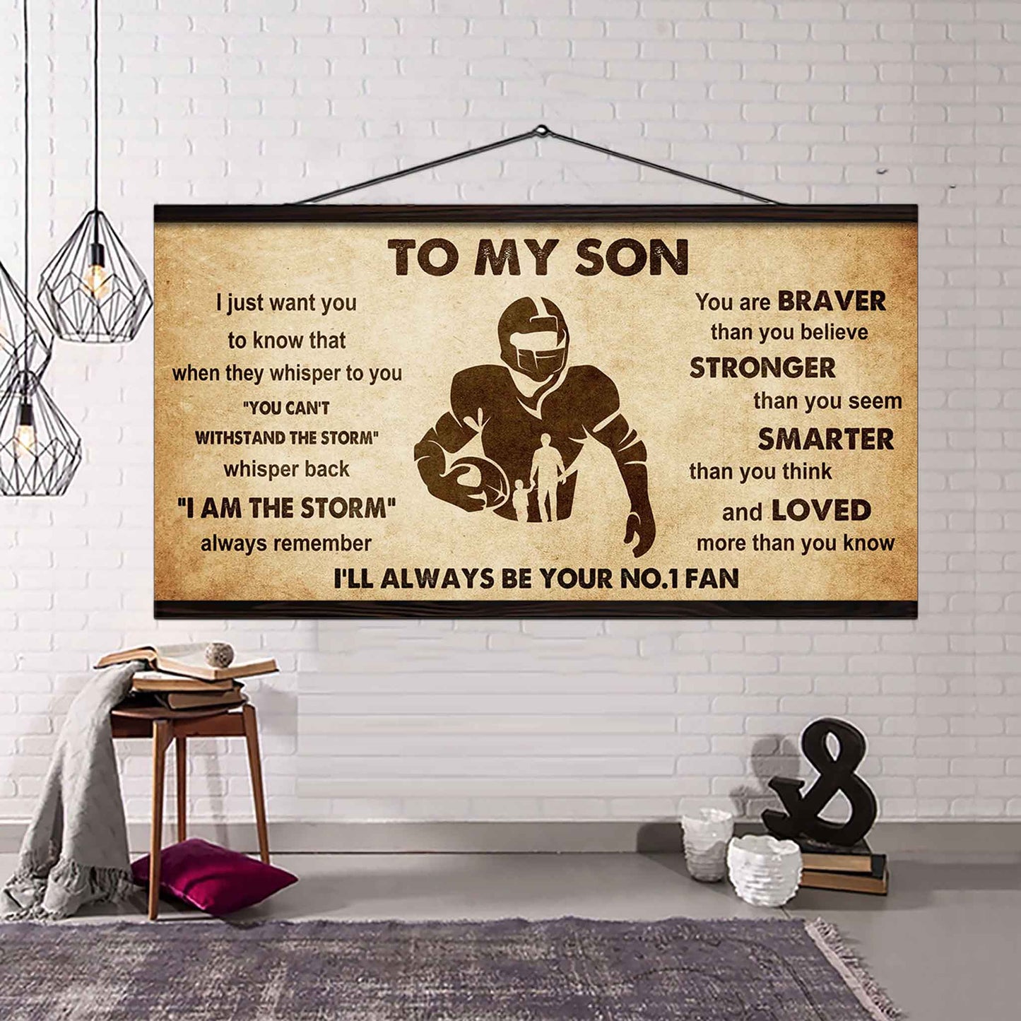 Personalized Sport Poster Canvas I'll Be Your No 1 Fan Dad To Son - Whisper Back I'm The Storm
