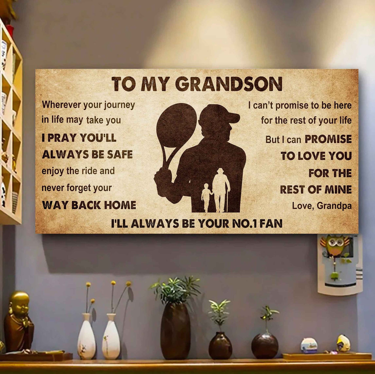 Personalized Sport Poster Canvas I'll Be Your No 1 Fan Grandpa To Grandson - Never Forget Your Way Back Home