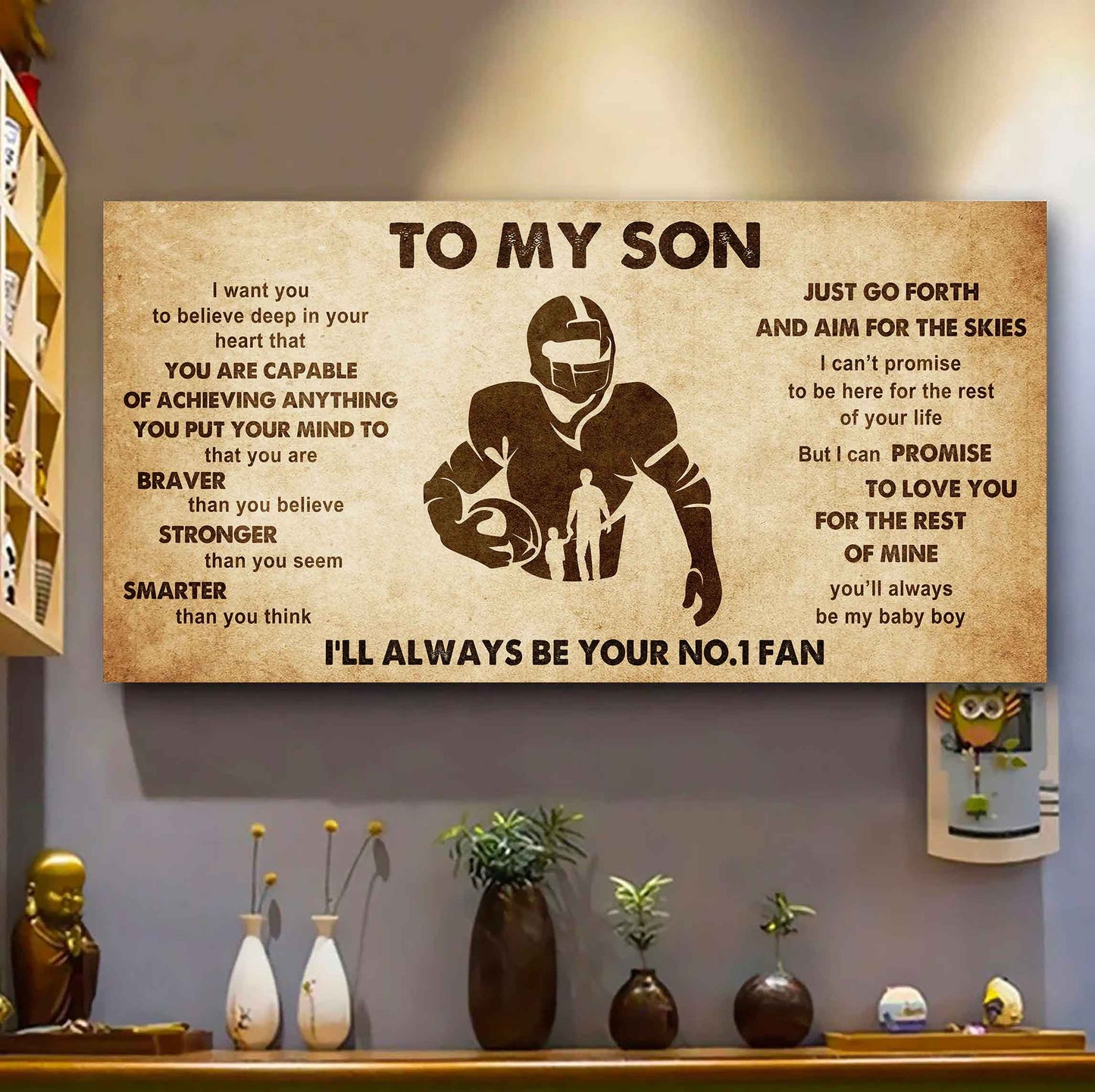 Personalized Sport Poster Canvas I'll Be Your No 1 Fan Dad To Son - That You Are Braver Than You Believe Just Go Forth