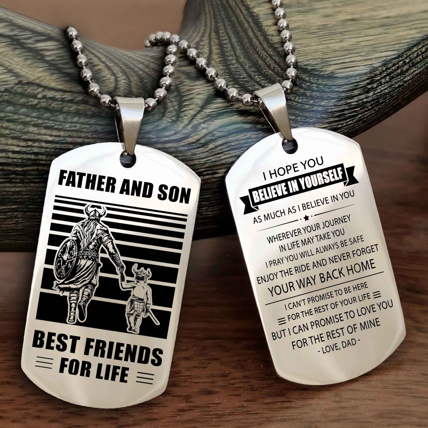 New Viking Double Side Dog Tag Father And Son Best Friends For Life From Dad To Son With Message On The Back Gift For Your Son