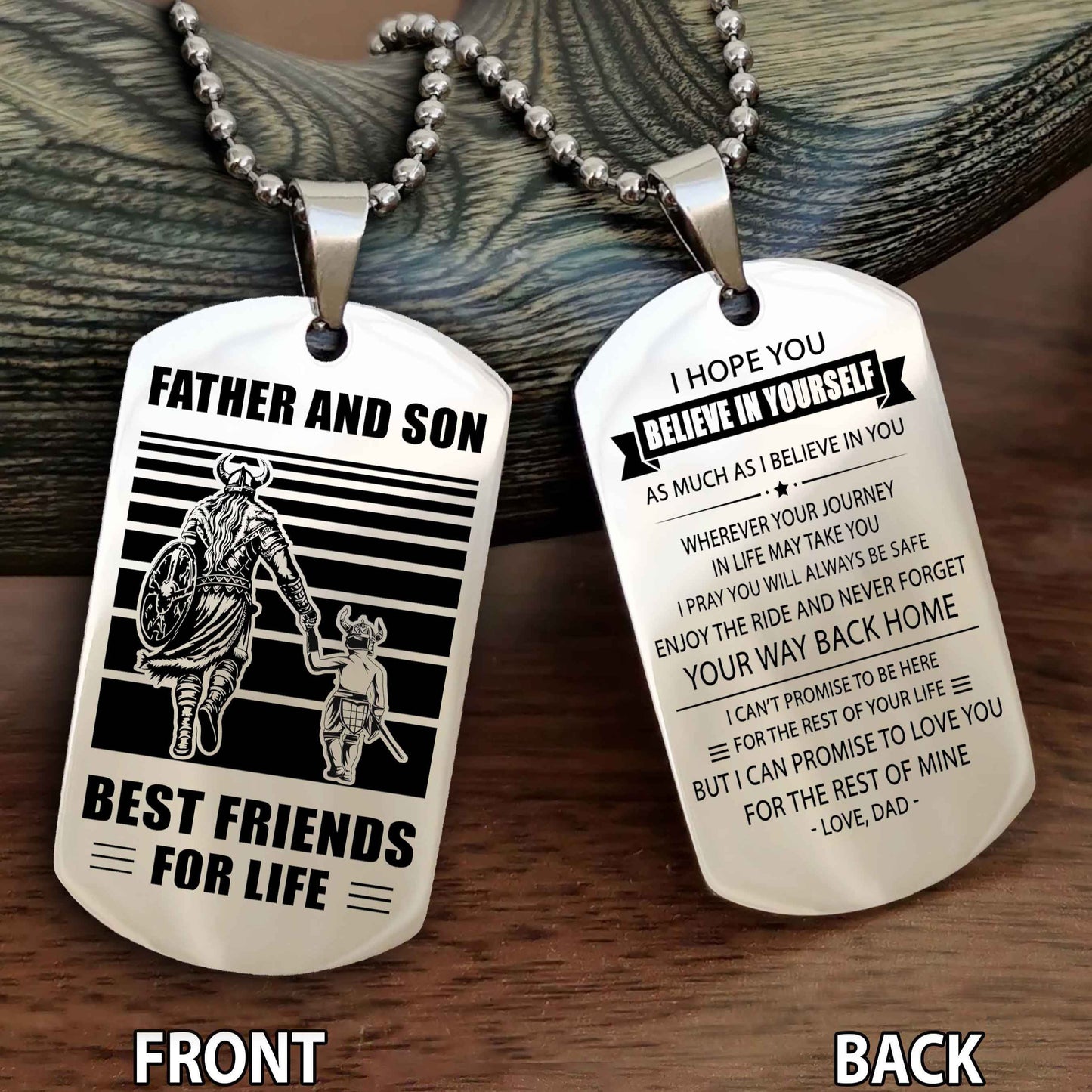 Knight Templar Personalized Double Sided Dog Tag Black To My Son I Love You - Enjoy The Ride And Never Forget Your Way Back Home From