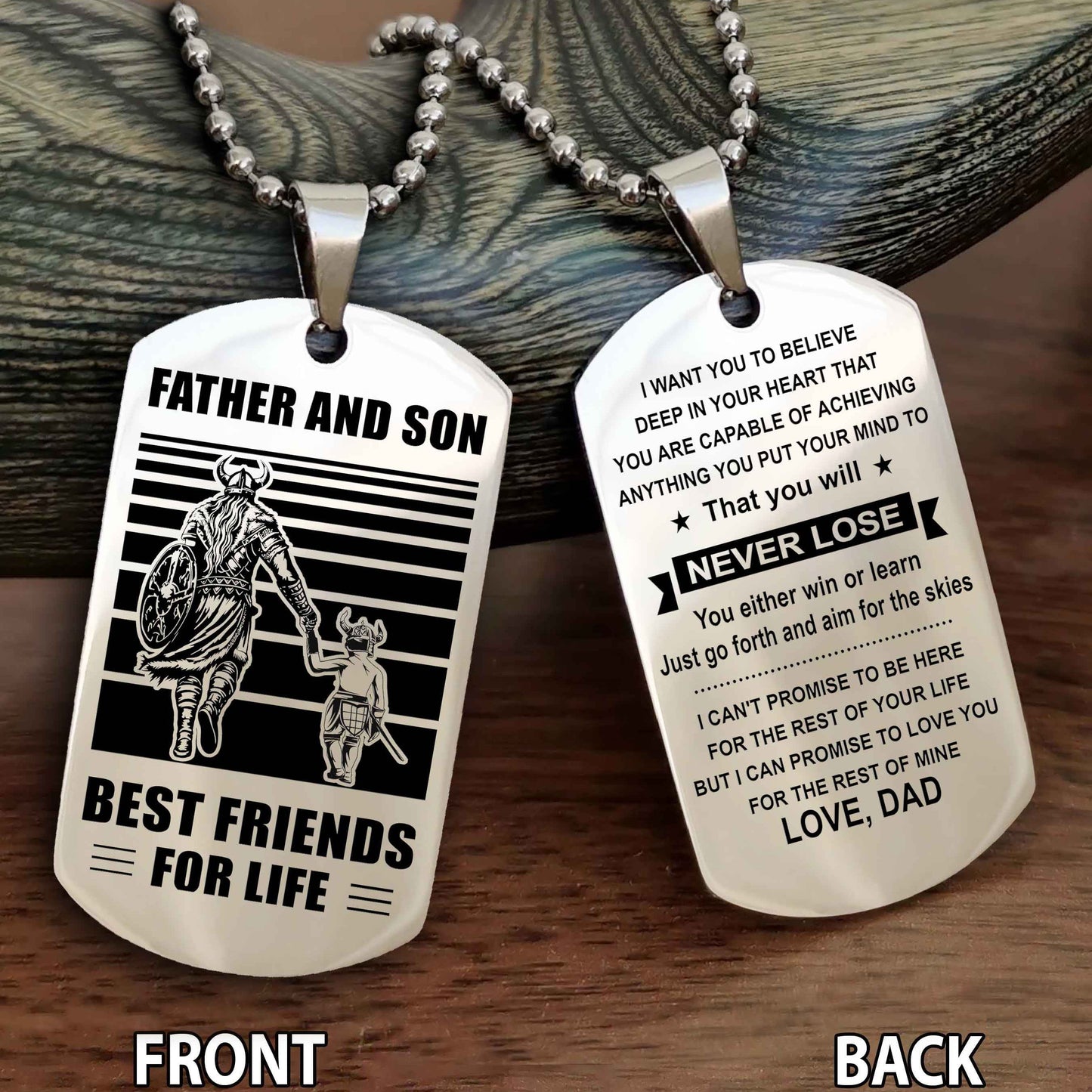 Knight Templar Personalized Double Sided Dog Tag Silver To My Son I Love You - You Will Never Lose You Either Win Or Learn From Dad To Son