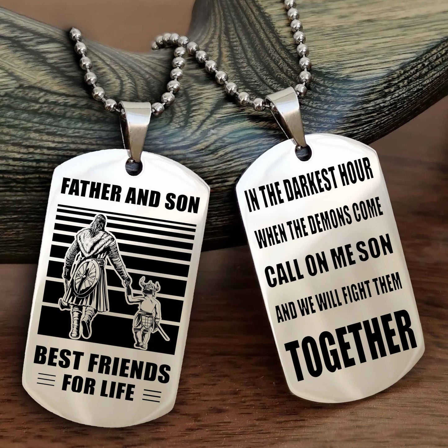 New Viking Double Side Dog Tag Father And Son Best Friends For Life From Dad To Son With Message On The Back Gift For Your Son