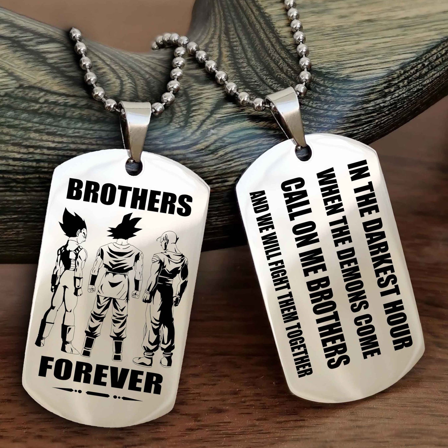 TWD Engraved Double Sided Dog Tag Call On Me Brother NAG Brothers Forever We Will Fight Them Together