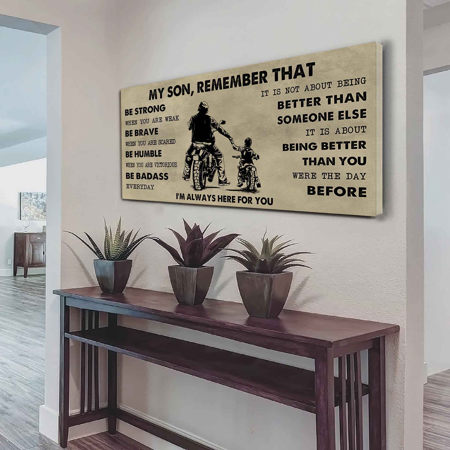 Personalized DRB Poster Canvas - My Son Remember That Be Strong When You Are Weak Be Badass Everyday