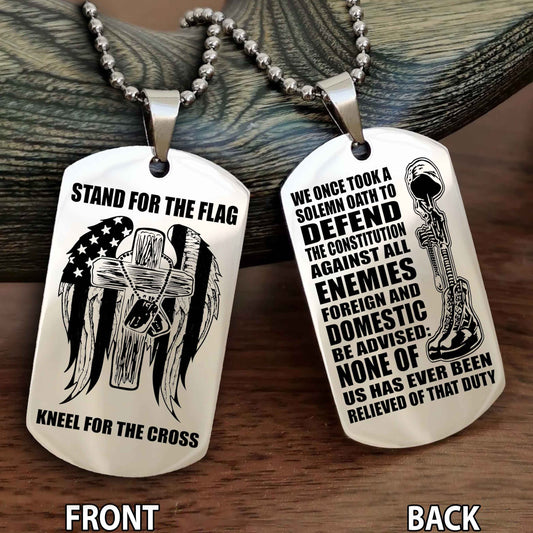 Soldier Personalized Double Sided Dog Tag-Army Veteran-Defend the Constitution