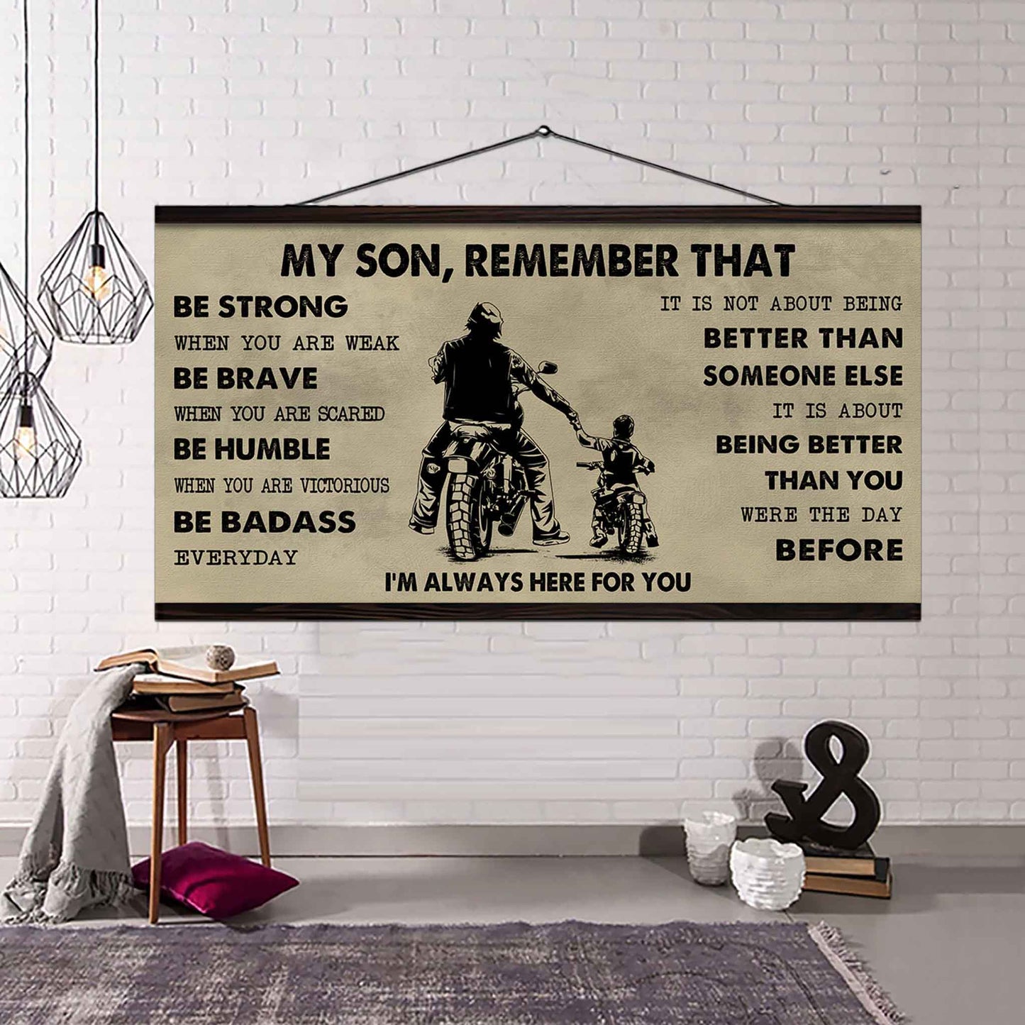 Personalized DRB Poster Canvas - My Son Remember That Be Strong When You Are Weak Be Badass Everyday