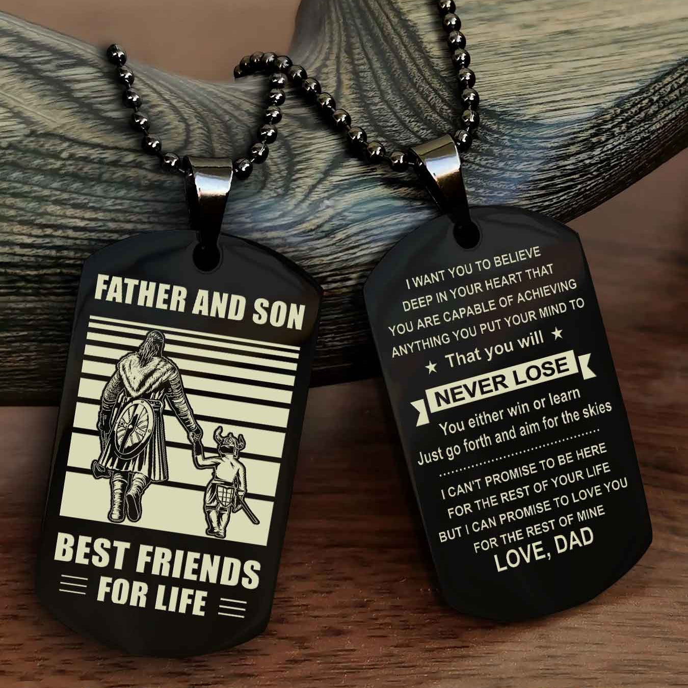New Viking Double Side Dog Tag Father And Son Best Friends For Life From Dad To Son With Message On The Back Gift For Your Son