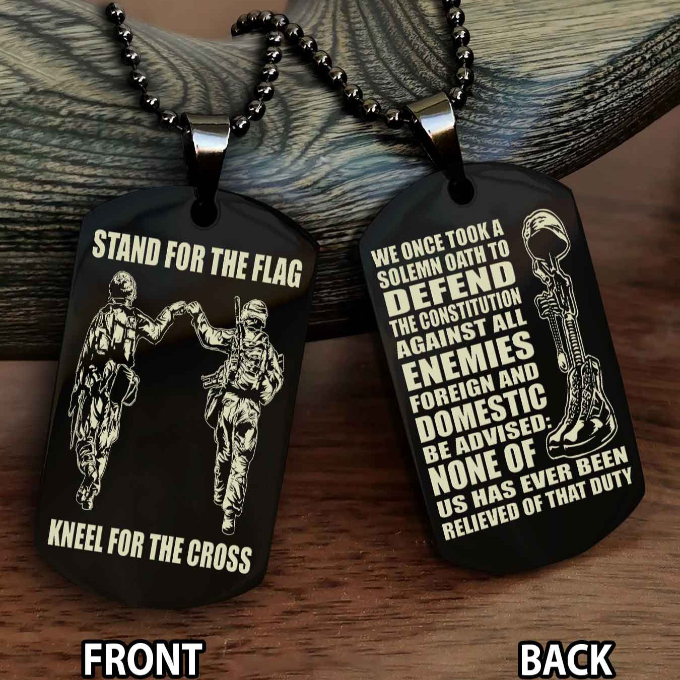 Soldier Personalized Double Sided Dog Tag-Army Veteran-Defend the Constitution