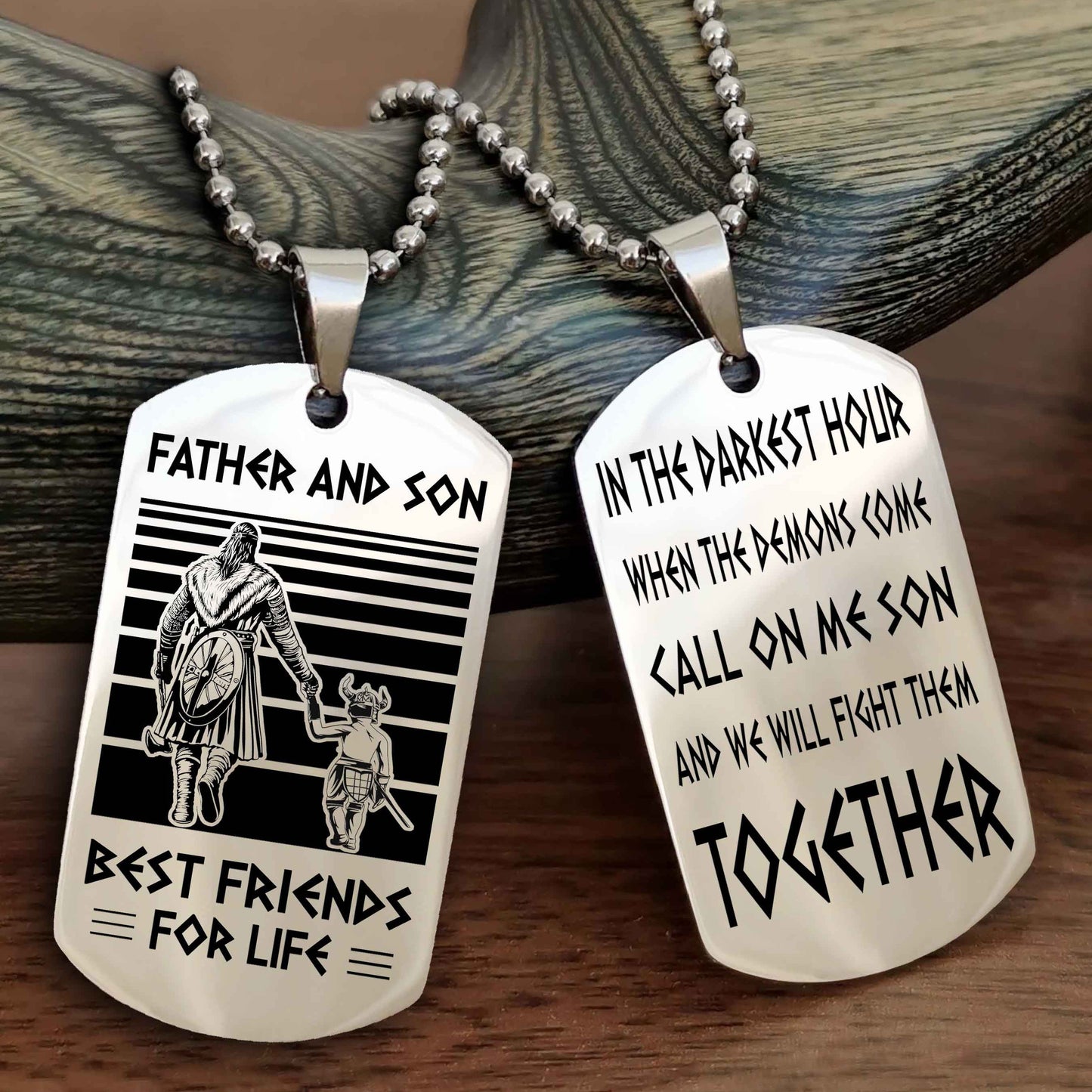 New Viking Double Side Dog Tag Father And Son Best Friends For Life From Dad To Son With Message On The Back Gift For Your Son