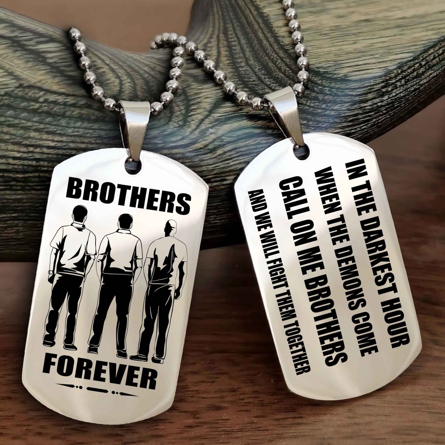 TWD Engraved Double Sided Dog Tag Call On Me Brother NAG Brothers Forever We Will Fight Them Together