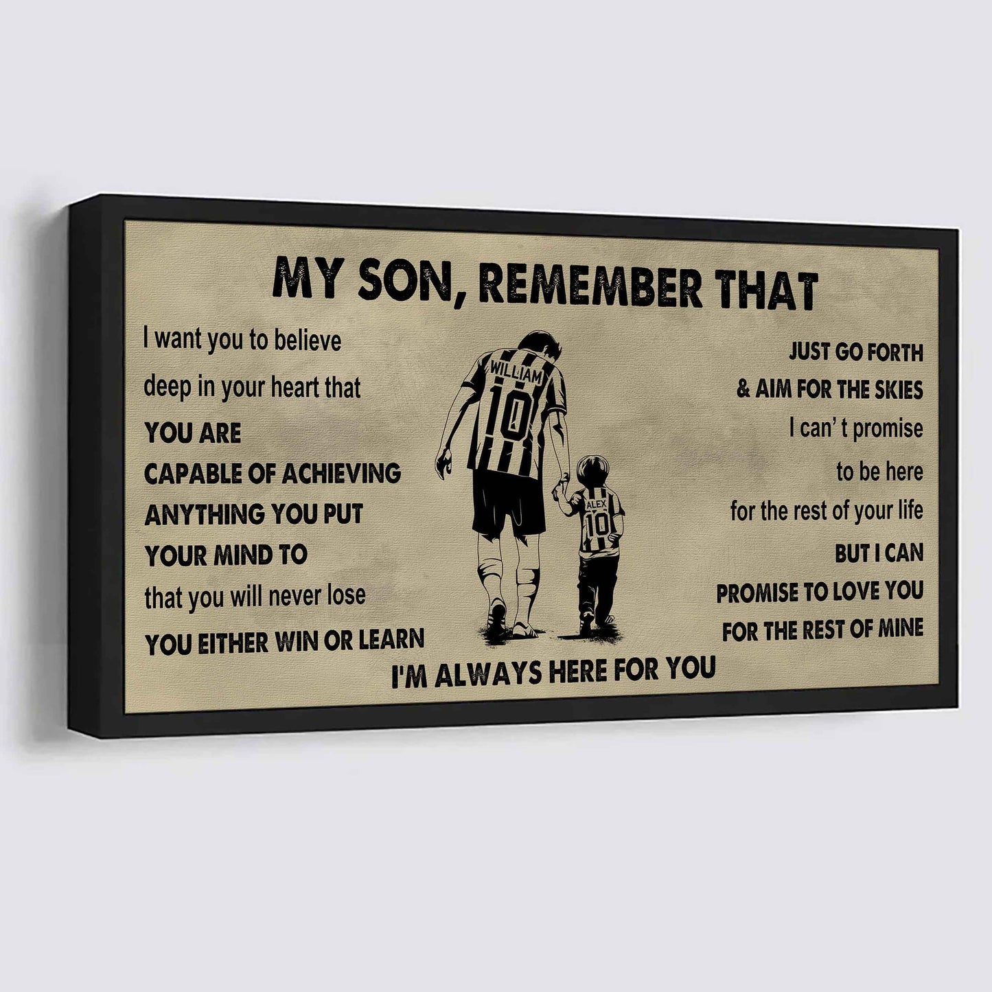 Personalized Sport Poster Canvas -  My Son Remember That You Will Never Lose You Either Win Or Learn