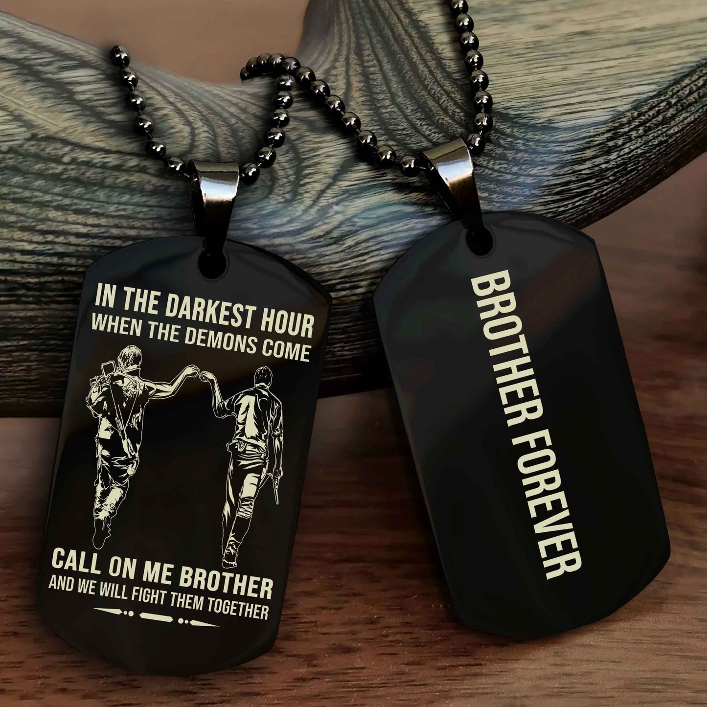 Soldier Customizable engraved black dog tag double sided gift from brother, brother forevers
