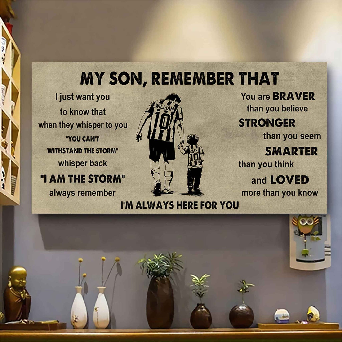 Personalized Sport Poster Canvas -  My Son Remember That Whisper Back I Am The Storm