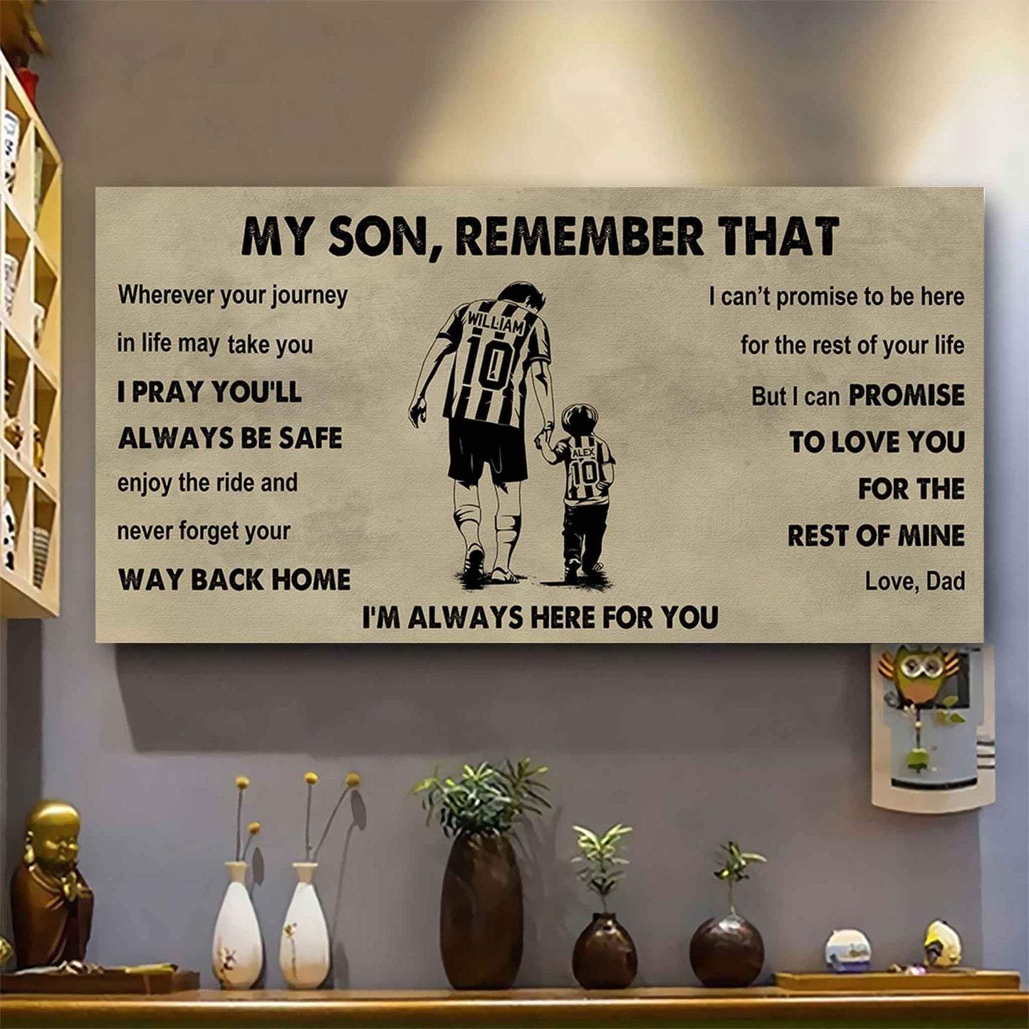 Personalized Sport Poster Canvas -  My Son Remember That Never Forget Your Way Back Home