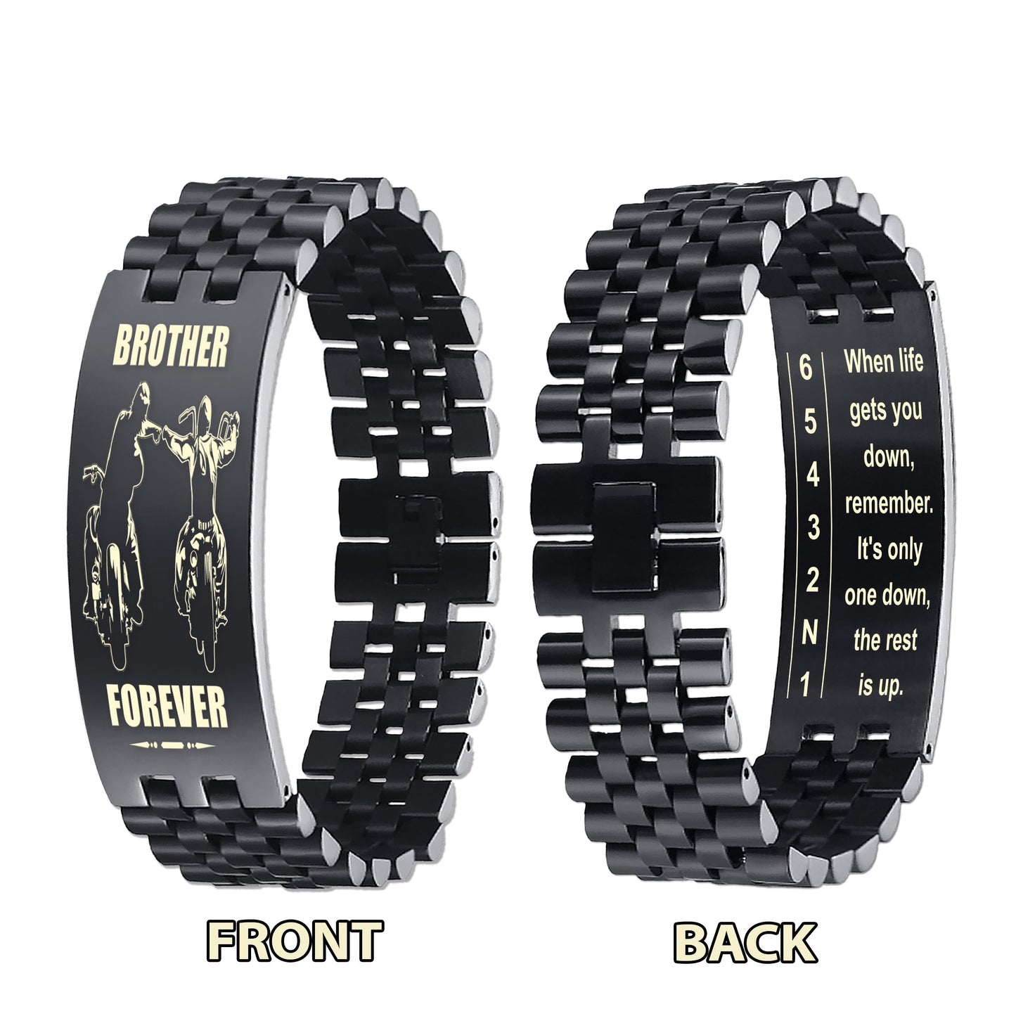 Biker double side bracelet dad to son, When life gets you down, remember. It’s only one down, the rest is up.