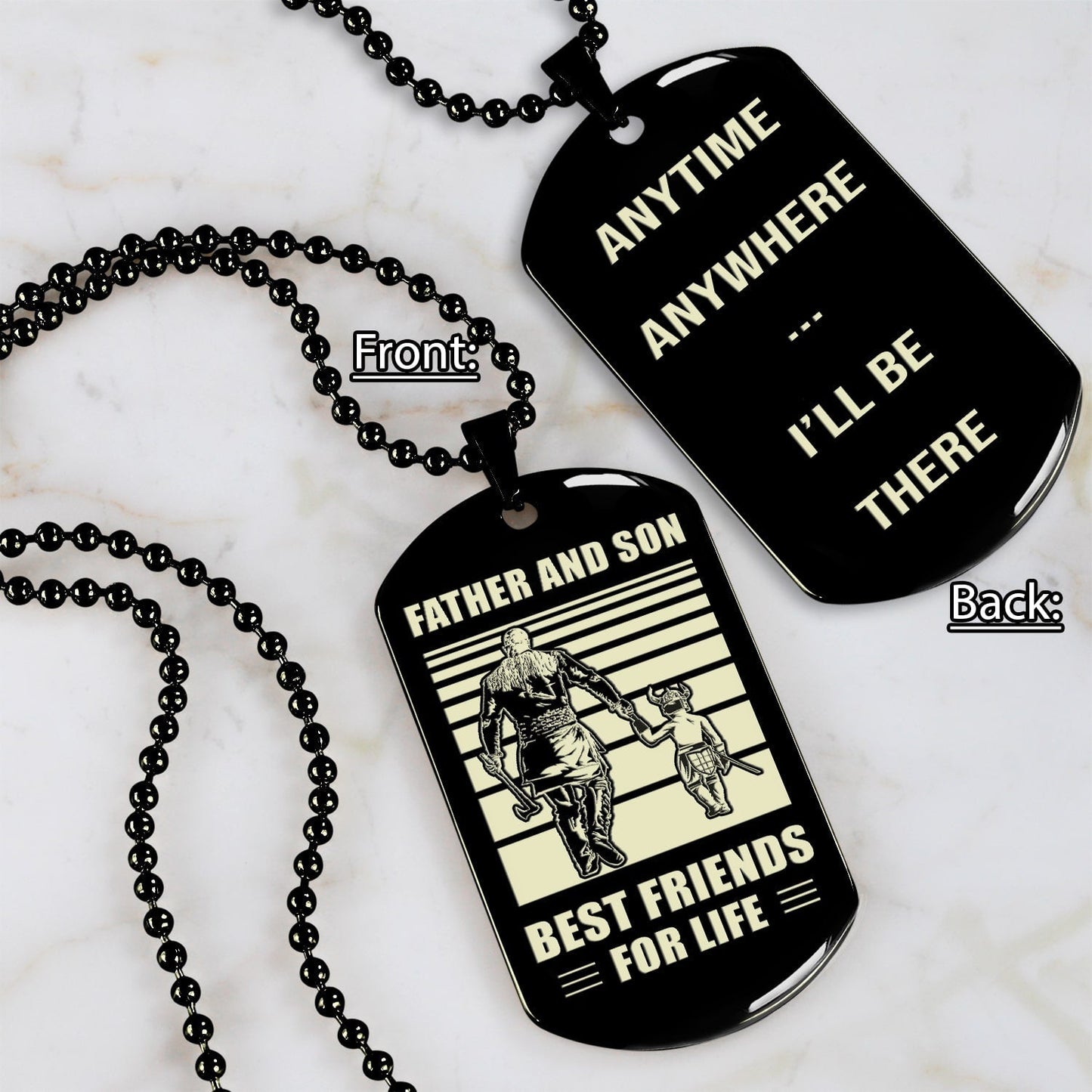 NVL Personalized Double Sided Dog Tag Father And Son Best Friends For Life - Message on the back side