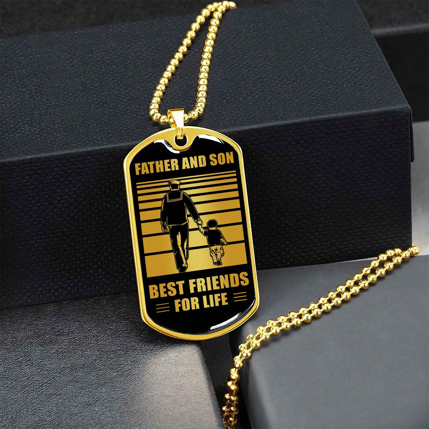 KN Military Chain Silver Plated 18K Gold Plated Father And Son Best Friend For Life Gift For Your Son