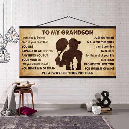Personalized Sport Poster Canvas I'll Be Your No 1 Fan Grandma To Grandson - You Will Never Lose You Either Win Or Learn