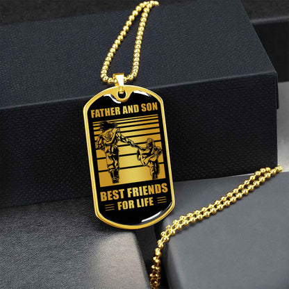 KN Military Chain Silver Plated 18K Gold Plated Father And Son Best Friend For Life Gift For Your Son