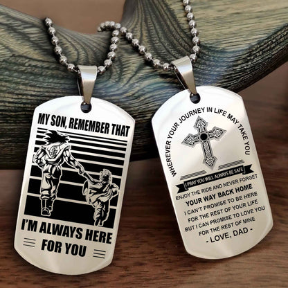 Knight Templar Cross Double Sided Dog Tag My Son Remember That - Gift For Son Enjoy The Ride Never Forget Your Way Back Home