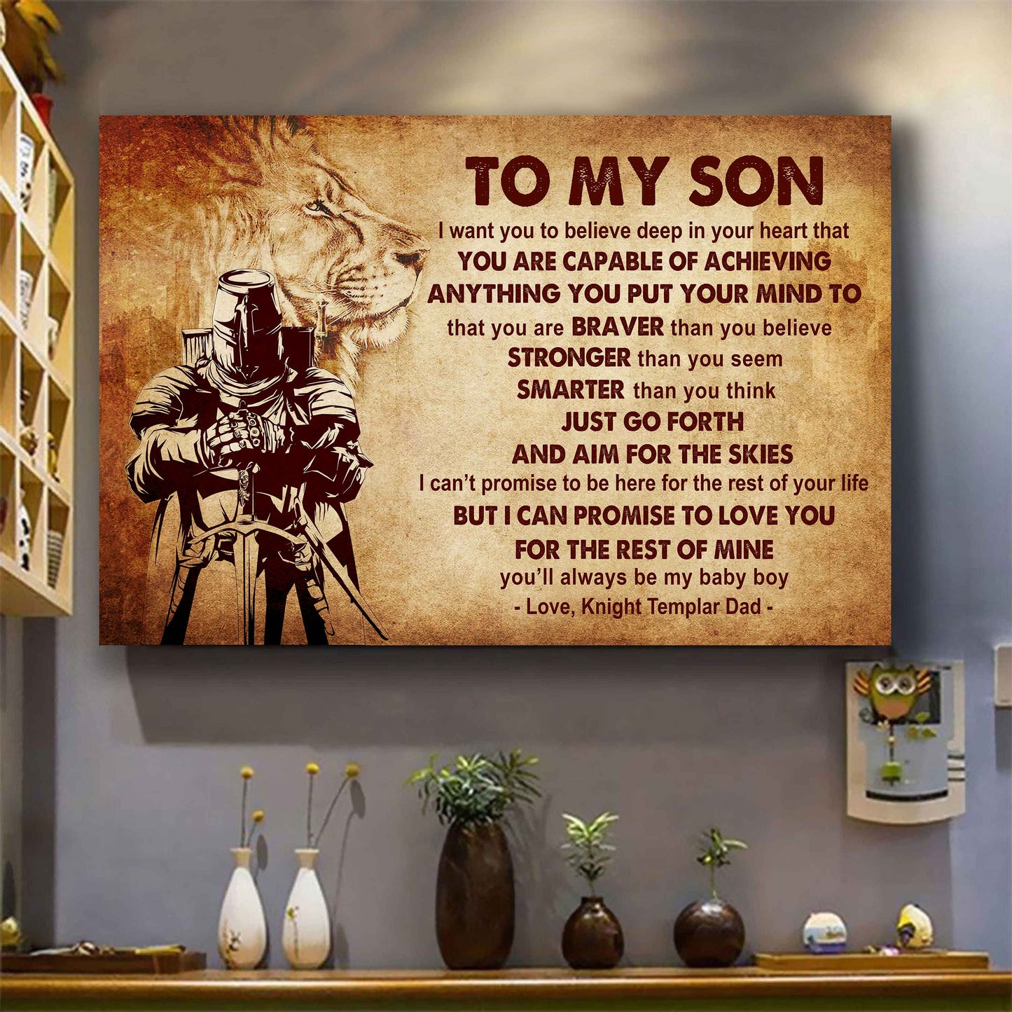 New Version Warrior Poster Canvas Just Go Forth And Aim For The Skies From Dad To Son Gift For Your Son Motivational Quotes