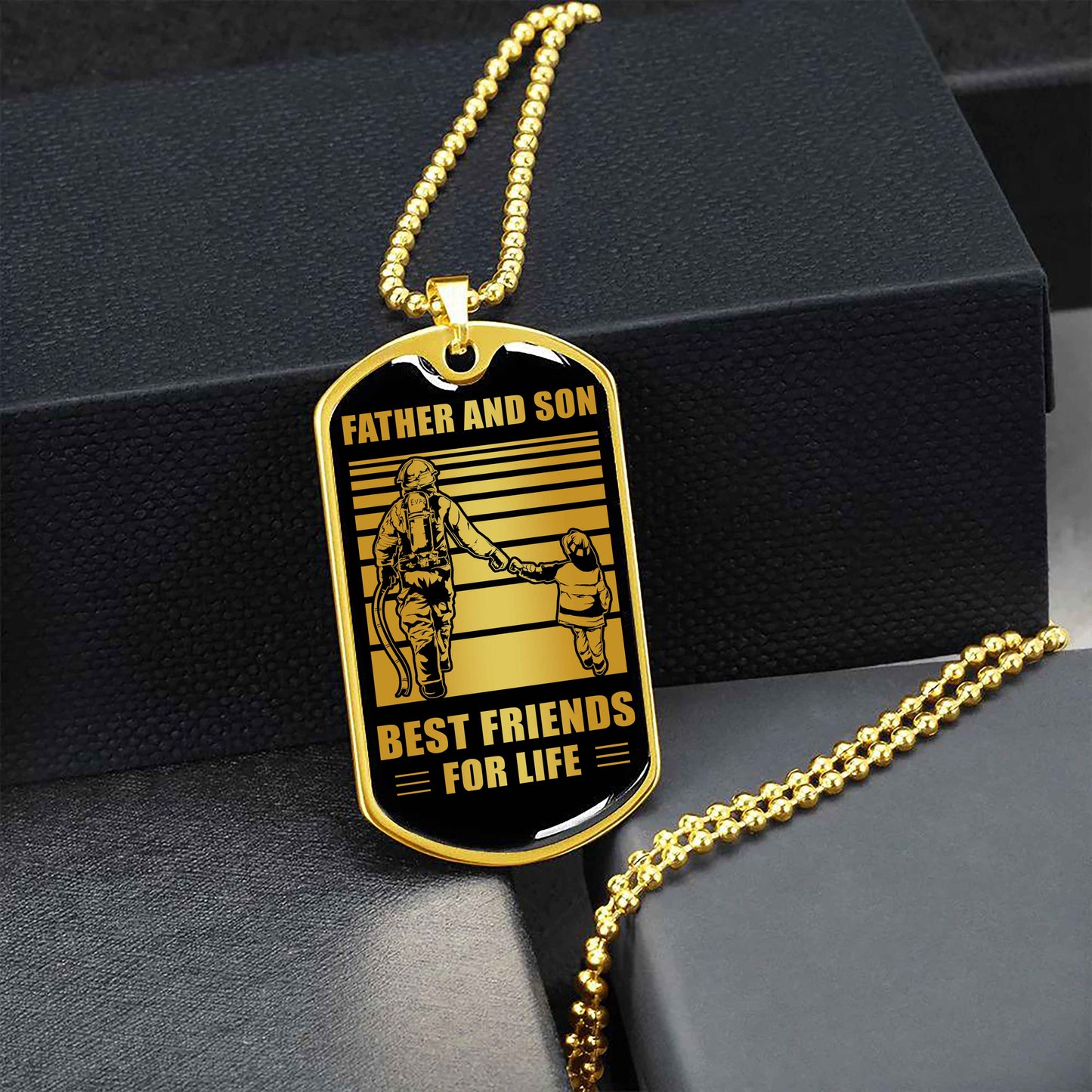 KN Military Chain Silver Plated 18K Gold Plated Father And Son Best Friend For Life Gift For Your Son