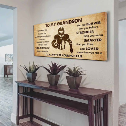 Personalized Sport Baseball Poster Canvas I'll Be Your No 1 Fan Grandma To Grandson - Whisper Back I'm The Storm