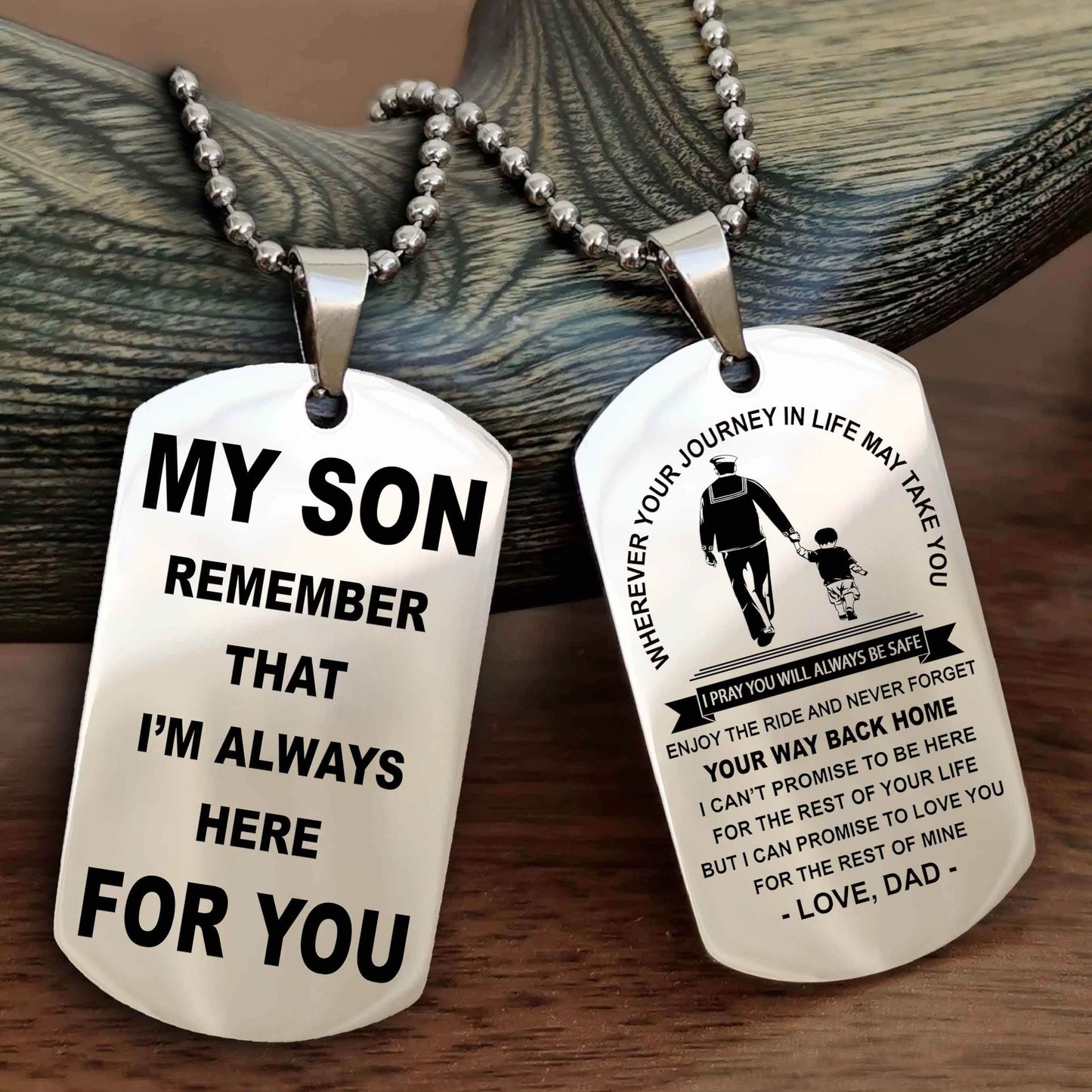 Knight Templar Double Sided Dog Tag My Son Remember That I'm Always Here For You - Enjoy The Ride And Never Forget Your Way Back Home