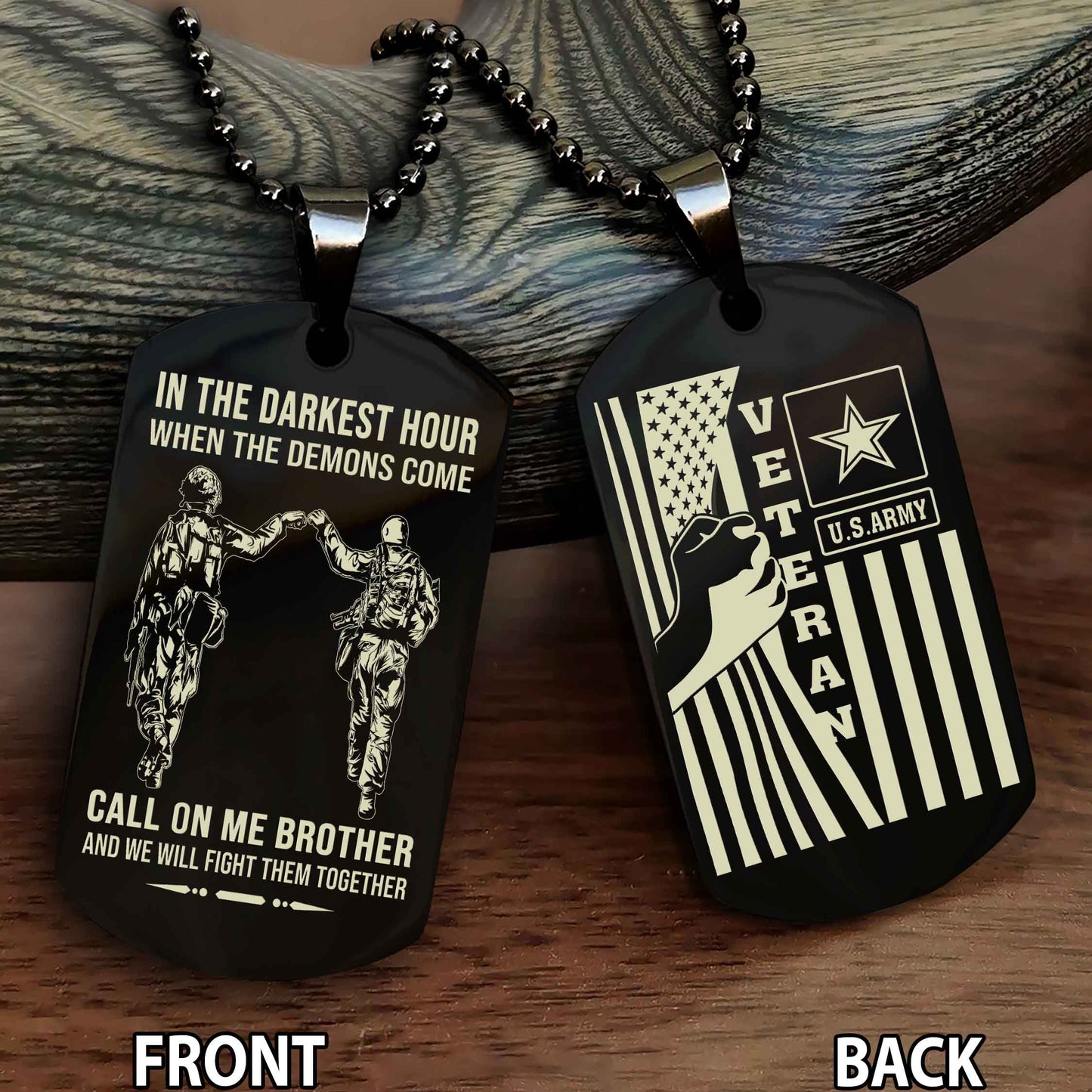 Soldier Personalized Double Sided Dog Tag-Army Veteran-Defend the Constitution