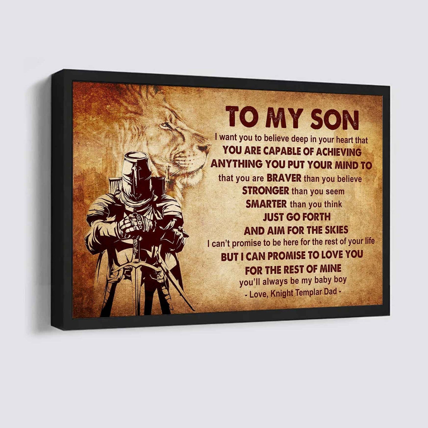 Knight Templar Poster Canvas Just Go Forth And Aim For The Skies From Dad To Son Gift For Your Son