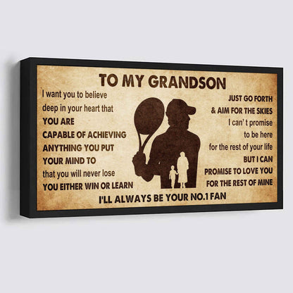 Personalized Sport Poster Canvas I'll Be Your No 1 Fan Grandma To Grandson - You Will Never Lose You Either Win Or Learn