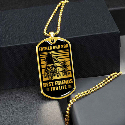 KN Military Chain Silver Plated 18K Gold Plated Father And Son Best Friend For Life Gift For Your Son