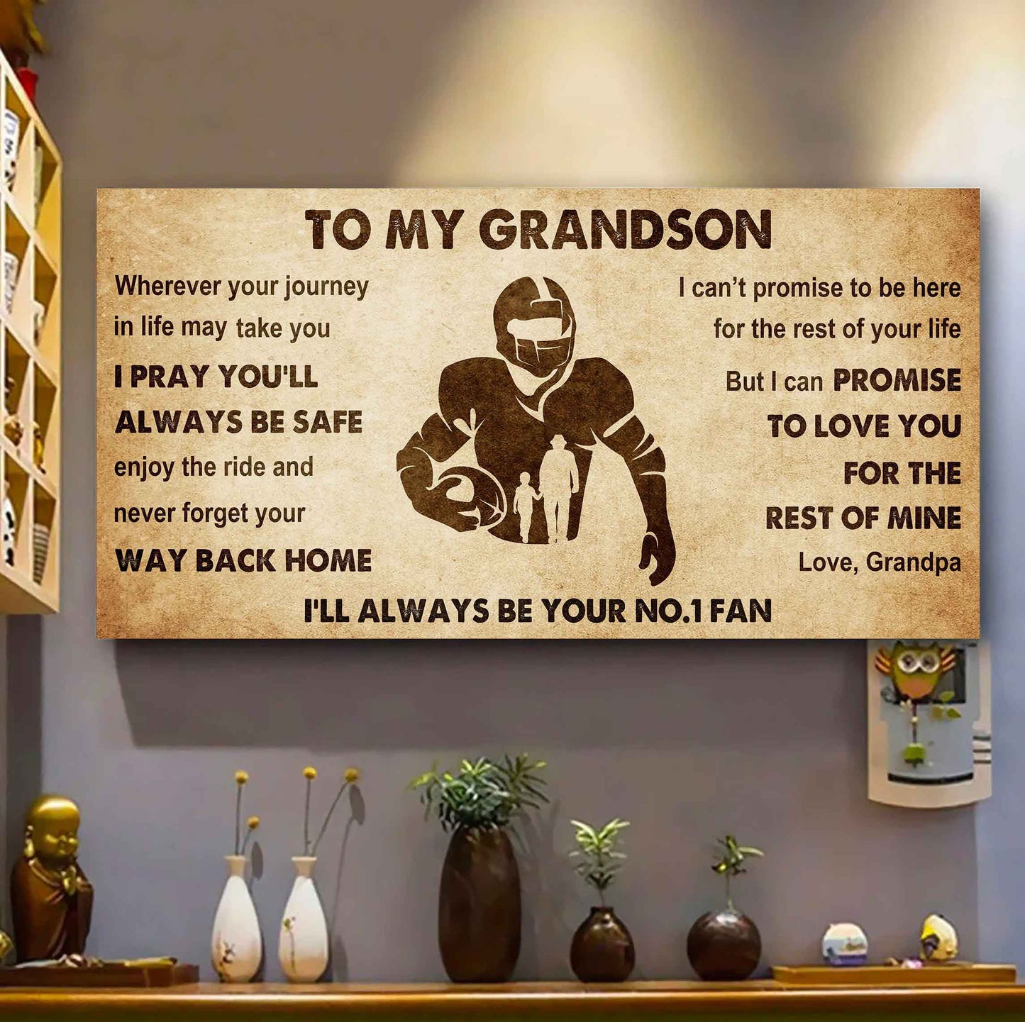 Personalized Sport Poster Canvas I'll Be Your No 1 Fan Grandpa To Grandson - Never Forget Your Way Back Home