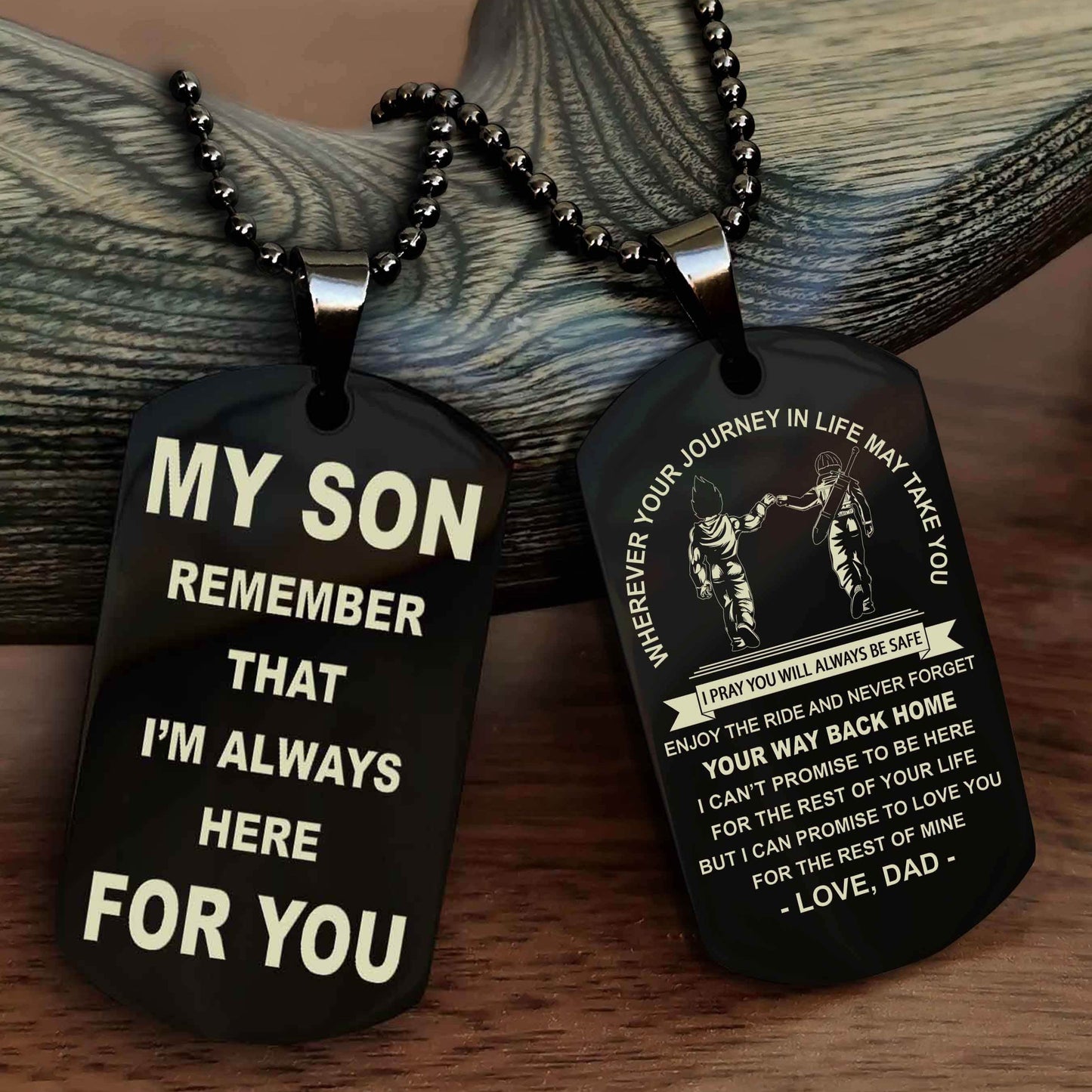 Knight Templar Double Sided Dog Tag My Son Remember That I'm Always Here For You - Enjoy The Ride And Never Forget Your Way Back Home
