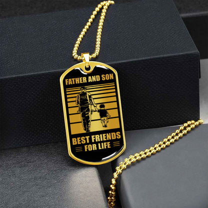 KN Military Chain Silver Plated 18K Gold Plated Father And Son Best Friend For Life Gift For Your Son