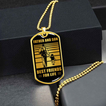 PC-GH Military Chain Silver Plated 18K Gold Plated Father And Son Best Friend For Life Gift For Your Son