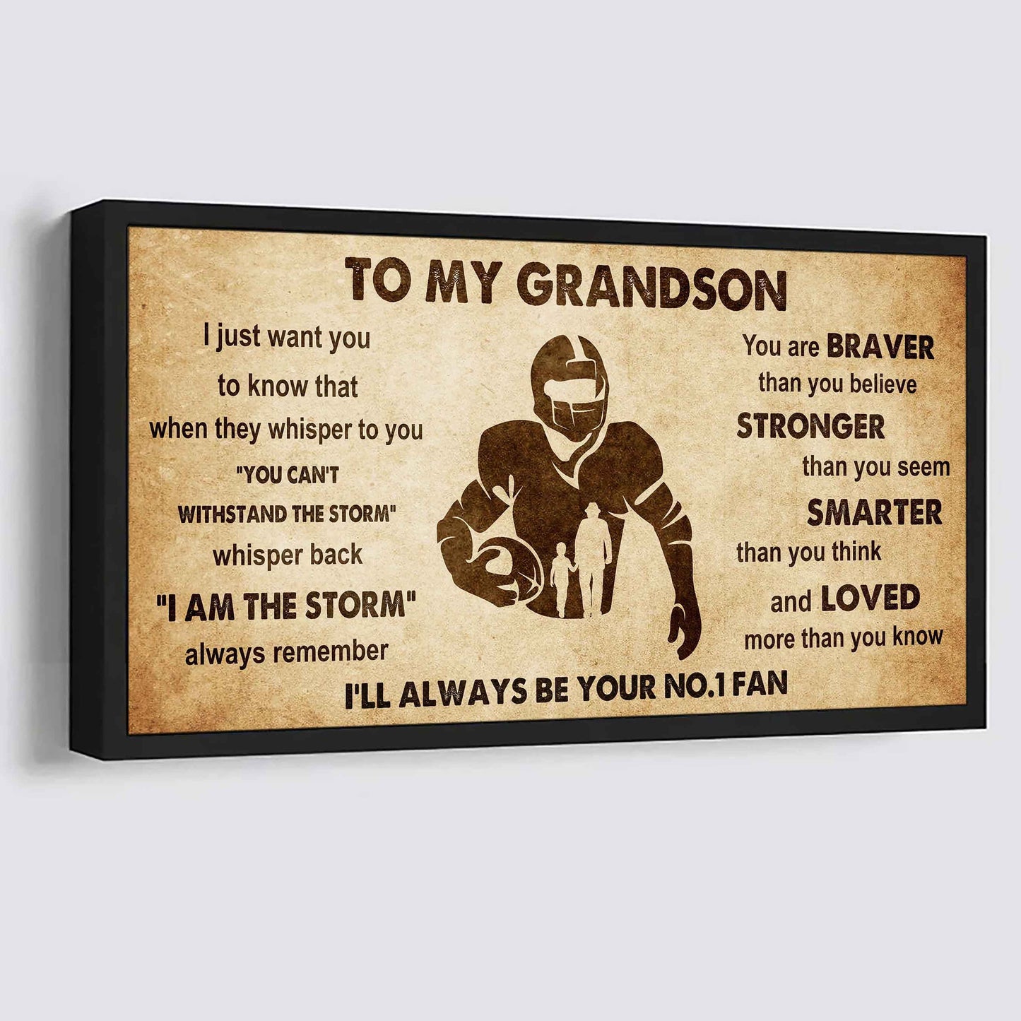 Personalized Sport Baseball Poster Canvas I'll Be Your No 1 Fan Grandpa To Grandson - Whisper Back I'm The Storm