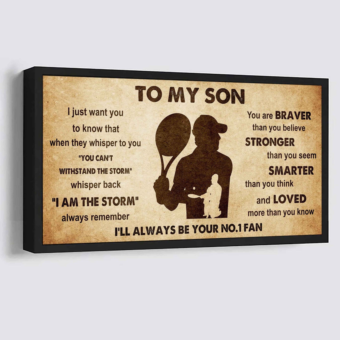 Personalized Sport Poster Canvas I'll Be Your No 1 Fan Dad To Son - Whisper Back I'm The Storm