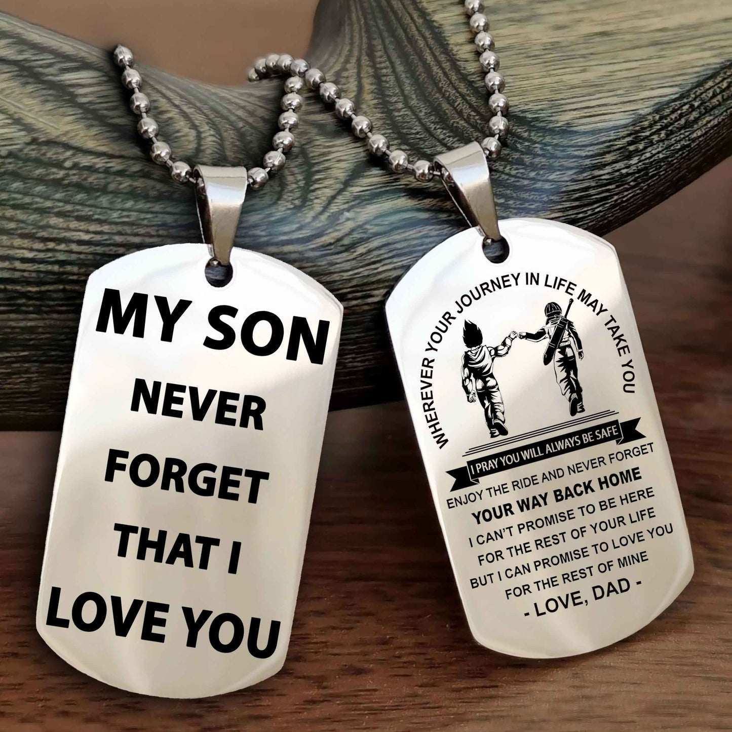 Knight Templar Double Sided Dog Tag To My Son Never Forget That I Love You - Gift For Son Never Forget Your Way Back Home
