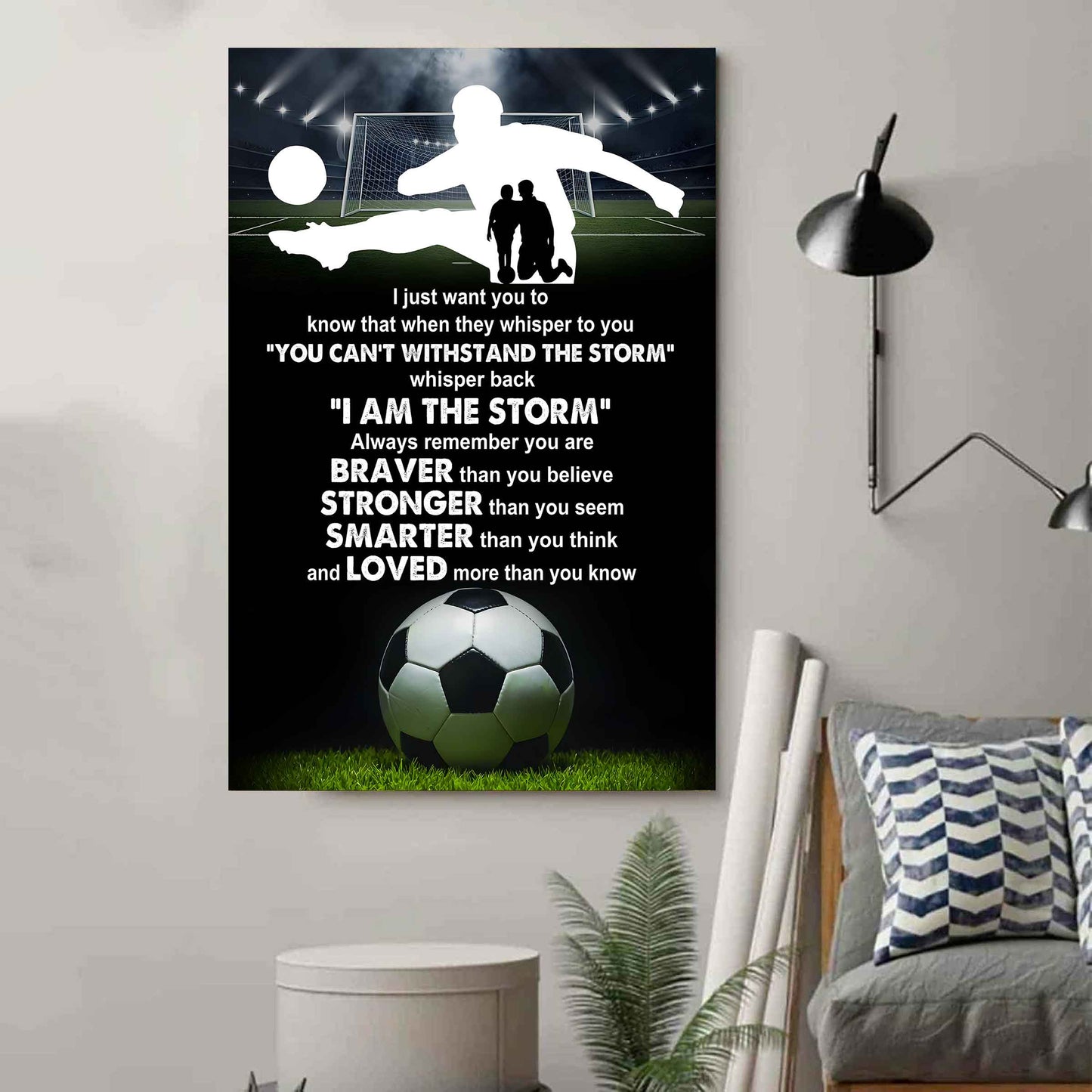 Poster Canvas To My Son Whisper Back I Am The Storm Loved More Than You Know Gift From Dad