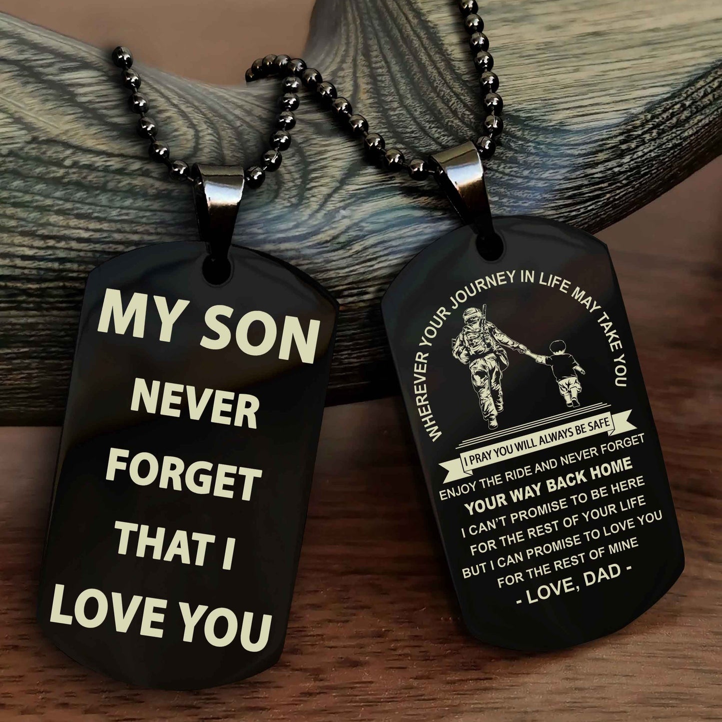 Knight Templar Double Sided Dog Tag To My Son Never Forget That I Love You - Gift For Son Never Forget Your Way Back Home