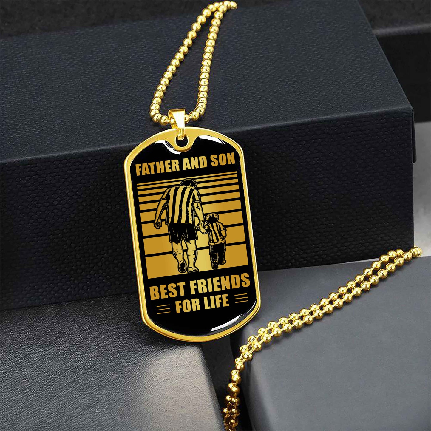 PC-GH Military Chain Silver Plated 18K Gold Plated Father And Son Best Friend For Life Gift For Your Son