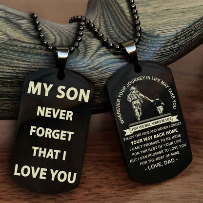 Knight Templar Double Sided Dog Tag To My Son Never Forget That I Love You - Gift For Son Never Forget Your Way Back Home