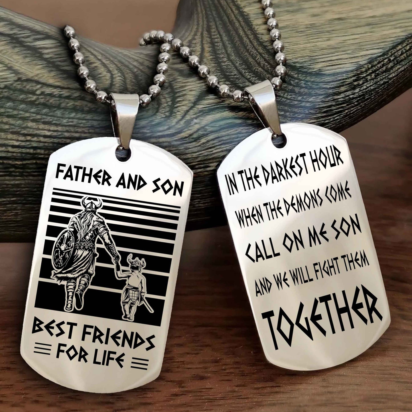 New Viking Double Side Dog Tag Father And Son Best Friends For Life From Dad To Son With Message On The Back Gift For Your Son