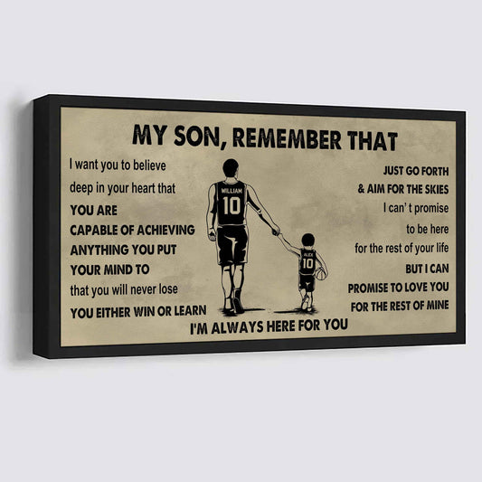 Personalized Sport Poster Canvas -  My Son Remember That You Will Never Lose You Either Win Or Learn