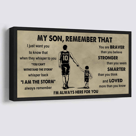 Personalized Sport Poster Canvas -  My Son Remember That Whisper Back I Am The Storm